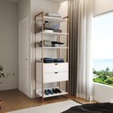 Ver imagem 1 de Closet Solteiro Estilo Industrial Loft 1 Módulo com Gaveta Branco Base Cobre