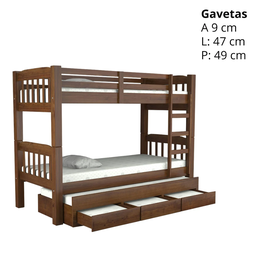 Treliche Madeira Maciça com Proteção e 3 Gavetas - Castanho - 3