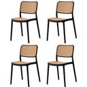 Ver imagem 1 de Kit 4 Cadeiras Empilhável Lia Bali Rivatti Polipropileno Preto Assento Encosto Simulando Rattan