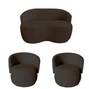 Ver imagem 2 de Kit Namoradeira + 2 Poltronas Decorativa Beatriz Orgânica Suede Marrom