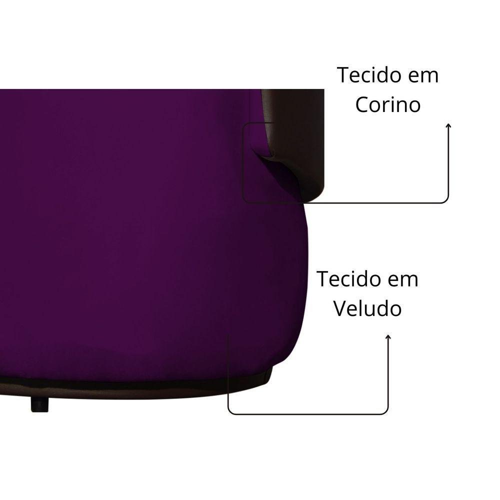 Namoradeira Poltrona 2 Lugares Bia Composê Veludo com Corino Cor:roxo - 4