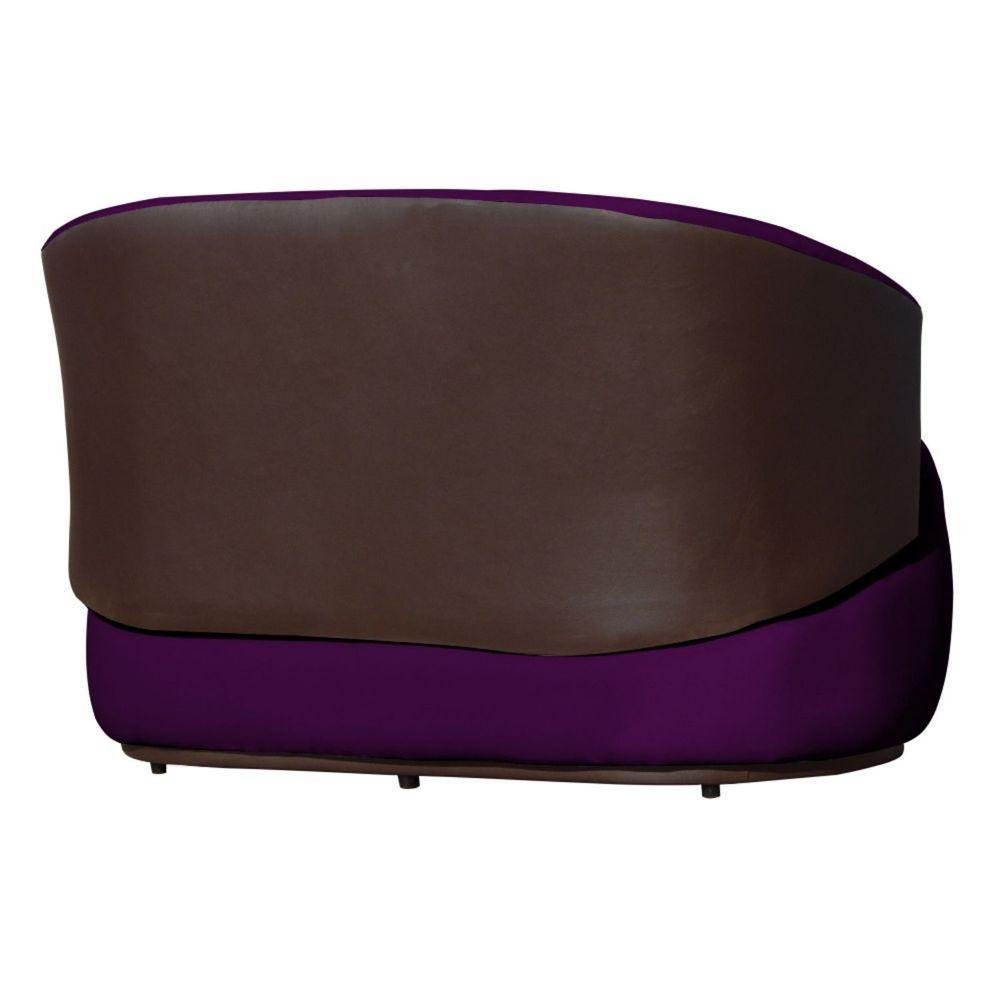 Namoradeira Poltrona 2 Lugares Bia Composê Veludo com Corino Cor:roxo - 2