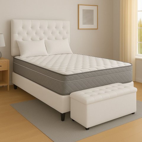 Colchão Casal Probel Evolution + Base Box + Painel + Calçadeira – Conforto e Qualidade