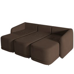 Sofá Cama para Sala de Estar 3 Lugares 306cm Montserrat K01 Veludo Marrom - Lyam Decor - 6