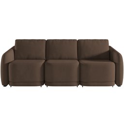 Sofá Cama para Sala de Estar 3 Lugares 306cm Montserrat K01 Veludo Marrom - Lyam Decor - 3
