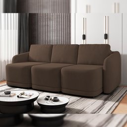 Sofá Cama para Sala de Estar 3 Lugares 306cm Montserrat K01 Veludo Marrom - Lyam Decor - 2