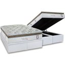 Ver imagem 1 de Cama Box Baú Queen: Colchão Molas Ensacadas Herval Imperatore Eco Bamboo + Base Crc Linhão White