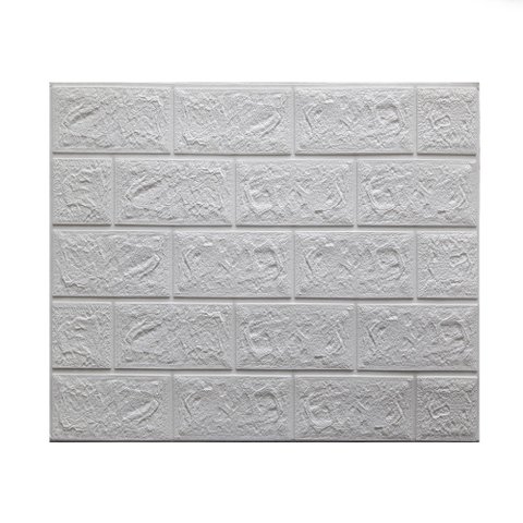 Placa Adesiva 3D Tijolo Branco 70cm x 70cm Plavidecor - Alto Relevo