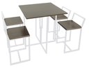 Ver imagem 2 de Mesa Prime 4 Cadeiras Quadrada BF Decor Prime Compacta Branco/Tabaco Linheiro