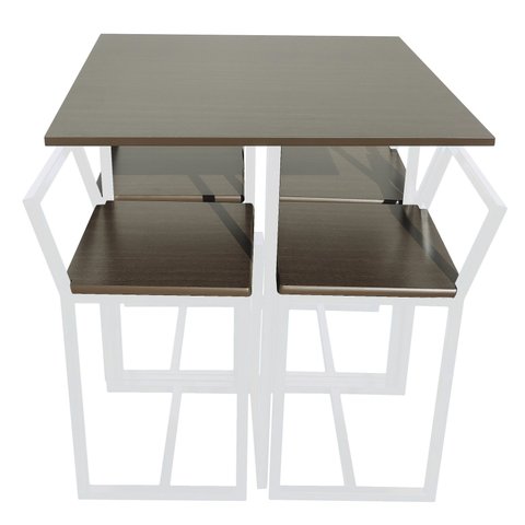 Mesa Prime 4 Cadeiras Quadrada BF Decor Prime Compacta Branco/Tabaco Linheiro