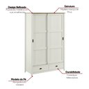 Ver imagem 2 de Guarda Roupa Madeira Maciça 133cm 2 Portas 2 Gavetas Leona F07- D'Rossi