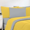 Ver imagem 4 de Kit Edredom + Jogo de Lençol Malha 100% Algodão Gran Moratta 7 Peças Queen - Amarelo-cinza