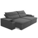 Ver imagem 5 de Sofá Retrátil Reclinável para Sala 3 Lugares 225cm Ricci F04 Veludo Cinza Escuro - Lyam Decor