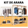 Cabideiro Pinus Mais Arara Tripla Para Quarto Com Suporte Nova Decor Movel Multiuso Para Diversos Am - 2