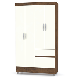 Guarda Roupa 4 Portas 2 Gavetas Ideal Imbuia-champanhe Móveis Vila Rica - 1