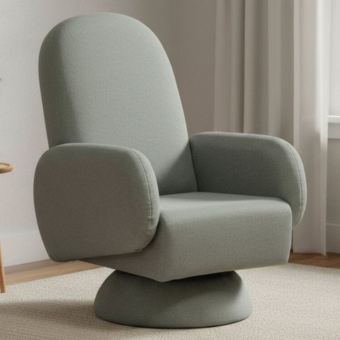 Poltrona de Amamentação com Balanço Giratória Cone Dolce D02 Tramado Verde C-296 - Lyam Decor