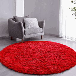 Tapete Sala Felpudo Peludo Vermelho Redondo 60 cm - 1