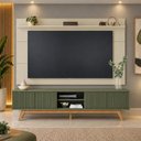 Ver imagem 1 de Rack com Painel Ripado para TV até 75 Polegadas 216CMX220CM Fortaleza Off White Matte / Hortelã