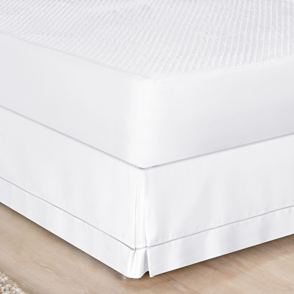 Saia para Cama Box Casal Padrão Ponto Palito 1 Peça - Branco Bia Enxovais Saia Ponto Palito