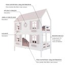 Ver imagem 5 de Beliche Casinha Bela com Coração 4 Janelas Venezianas - Madeira Maciça Branco/rosa | Megamobilia