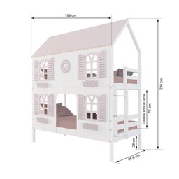 Beliche Casinha Bela com Coração 4 Janelas Venezianas - Madeira Maciça Branco/rosa | Megamobilia - 4