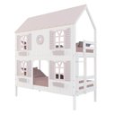 Ver imagem 1 de Beliche Casinha Bela com Coração 4 Janelas Venezianas - Madeira Maciça Branco/rosa | Megamobilia