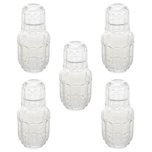 5 Garrafas Moringa de Vidro 500ml com Copo Tampa 145ml Lyor Faces para Bares Restaurantes