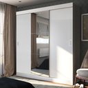 Ver imagem 1 de Guarda-roupa Casal 3 Portas de Correr 100% Mdf Emp com Espelho Branco - Pnr Móveis