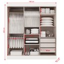 Ver imagem 4 de Guarda-roupa Casal 3 Portas de Correr 100% Mdf Emp com Espelho Branco - Pnr Móveis