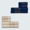 Ver imagem 1 de Jogo De Toalha 8 Peças Coleção Dubai Azul+bege