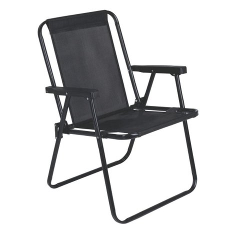 Cadeira de Praia Alta Sannet Aço 110kg Cores Mor Cor:preto