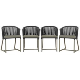 4 Cadeiras de Jantar Área Noronha em Alumínio com Pintura Fendi Corda Náutica E8 Trama Original - 1