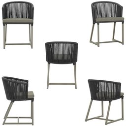 4 Cadeiras de Jantar Área Noronha em Alumínio com Pintura Fendi Corda Náutica E8 Trama Original - 5