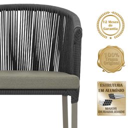 4 Cadeiras de Jantar Área Noronha em Alumínio com Pintura Fendi Corda Náutica E8 Trama Original - 3