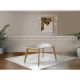 Mesa de Jantar 6 Lugares Slim Madeira Maciça Tampo Com Vidro - 1