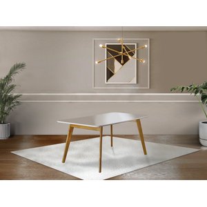 Mesa de Jantar 6 Lugares Slim Madeira Maciça Tampo Com Vidro