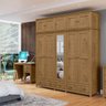Conjunto Quarto: Guarda-roupa 10 Portas, Escrivaninha 3 Gavetas Topázio Freijó Madeira Pinus - Fines - 1