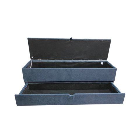 RECAMIER PUFF BAÚ SAPATEIRA COM GAVETA 1,38 CM PARA CAMA BOX PADRÃO - CINZA ESCURO CHUMBO