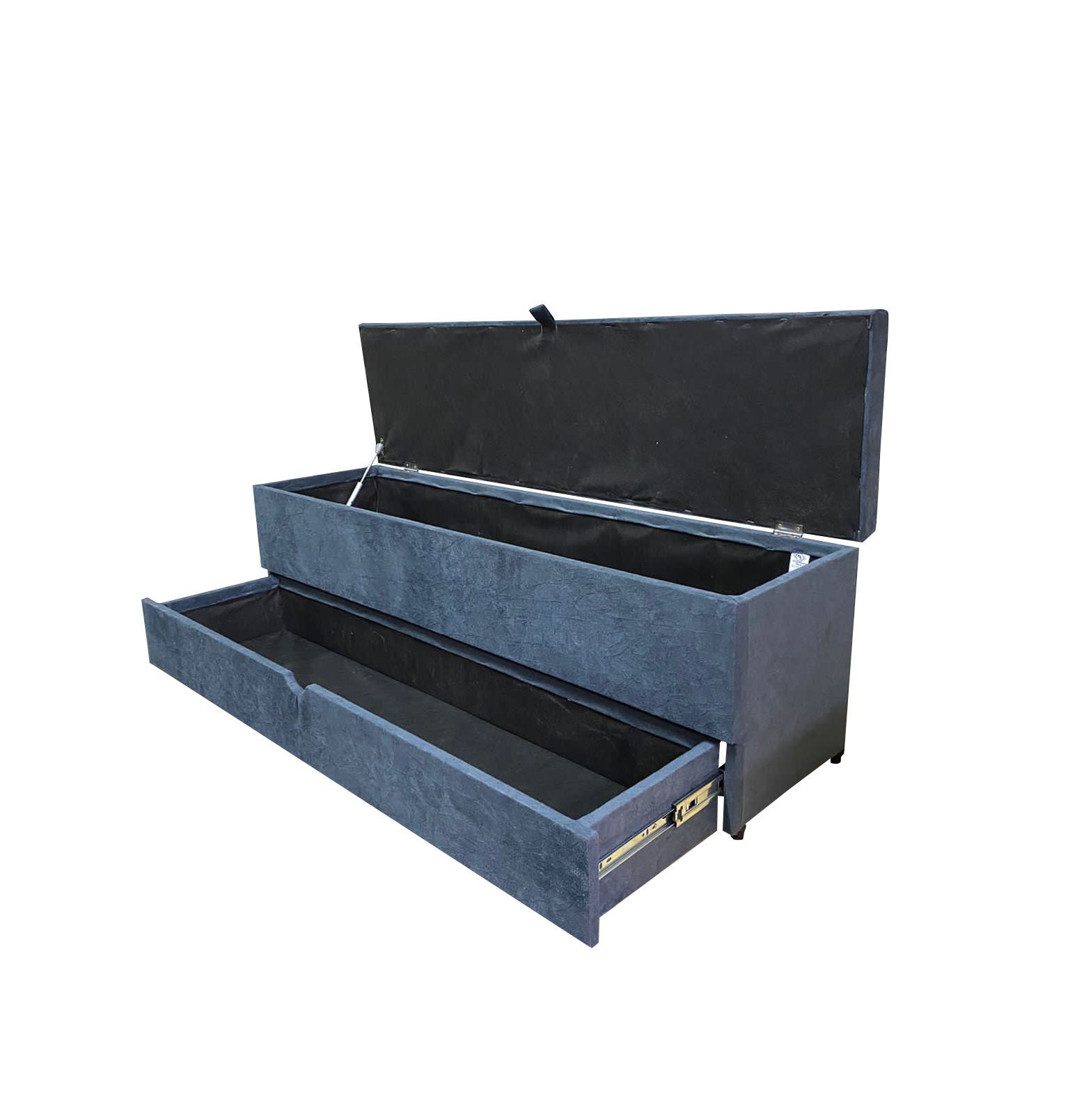 RECAMIER PUFF BAÚ SAPATEIRA COM GAVETA 1,38 CM PARA CAMA BOX PADRÃO - CINZA ESCURO CHUMBO - 2