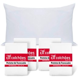 Kit 4 Capa Protetor Travesseiro Impermeável Ziper 50x70 Bf Colchões - 3