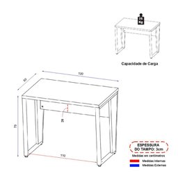 Escrivaninha Mesa de Escritório 120cm Multimóveis CR25327 - 4 Escrivaninha Mesa de Escritório 120cm Multimóveis CR25327 - 4