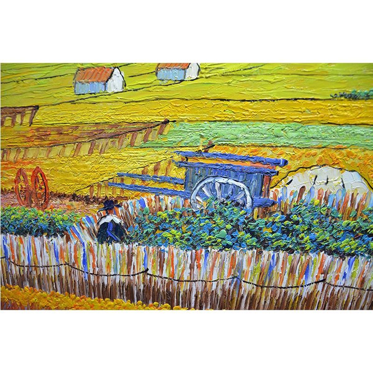 Quadro Pintura Tela ceifador campo trigo sol van gogh 5559: 100cm (A) x 150cm (L) - 5