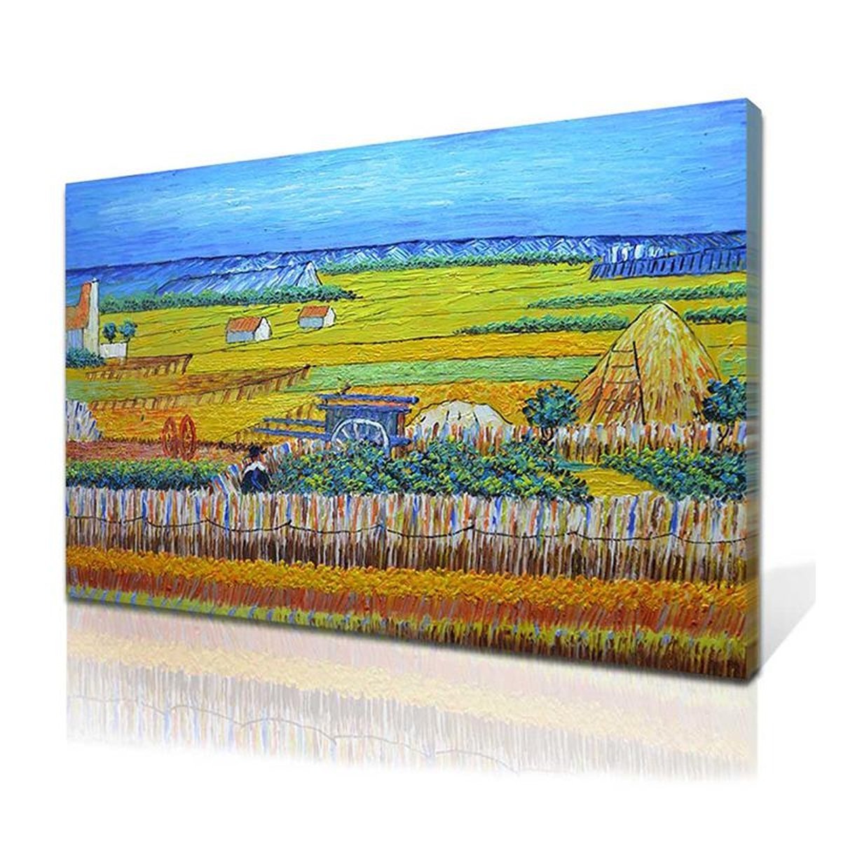 Quadro Pintura Tela ceifador campo trigo sol van gogh 5559: 100cm (A) x 150cm (L) - 2