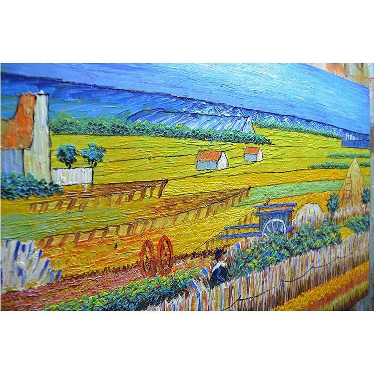 Quadro Pintura Tela ceifador campo trigo sol van gogh 5559: 100cm (A) x 150cm (L) - 3