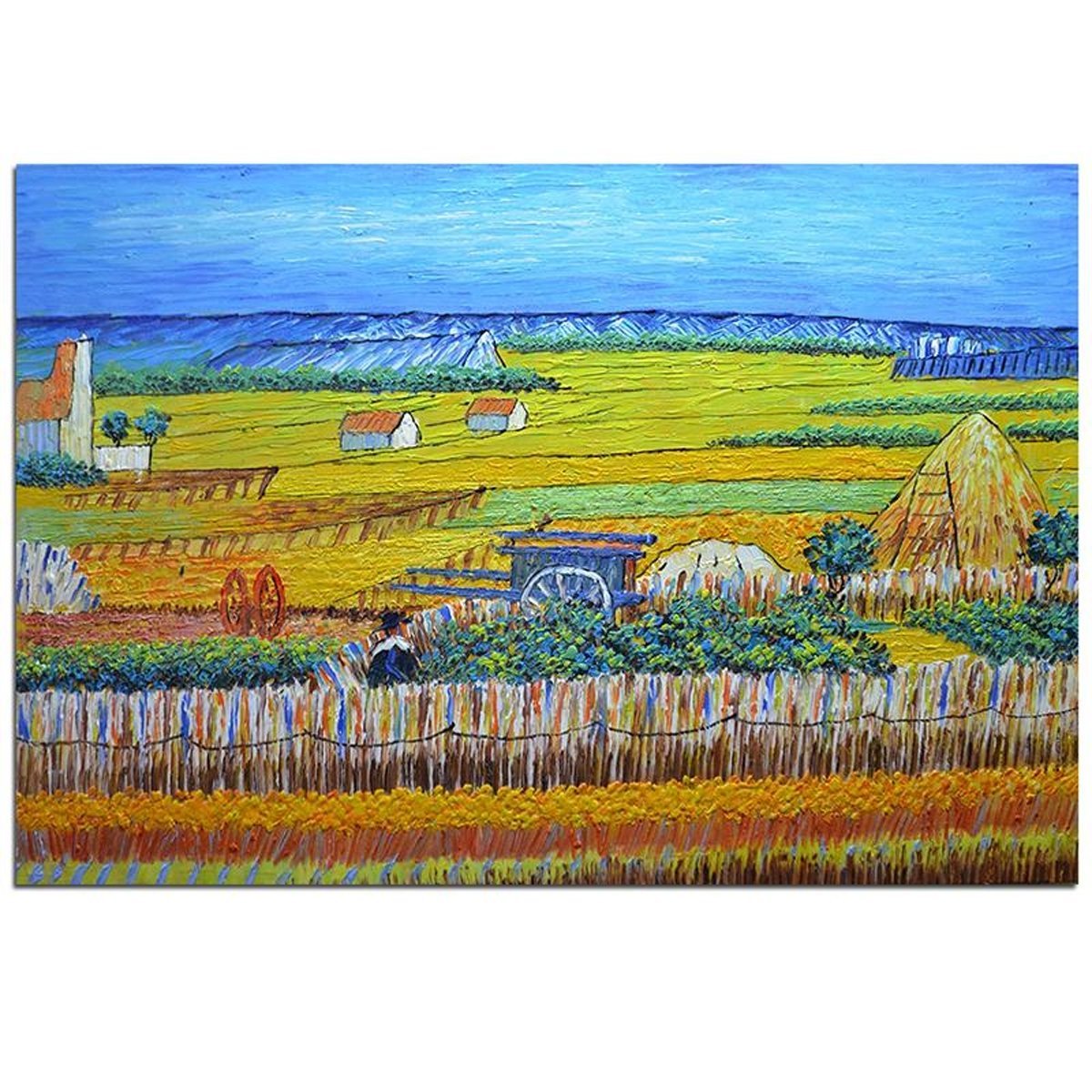 Quadro Pintura Tela ceifador campo trigo sol van gogh 5559: 100cm (A) x 150cm (L) - 1