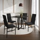 Ver imagem 1 de Conjunto de Jantar Mesa Mônaco Premium 90cm Preta com 4 Cadeiras Estofadas Pretas