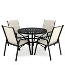 Ver imagem 1 de Mesa 4 cadeiras Ripado Piscina Alumínio Preto e Tela Bege