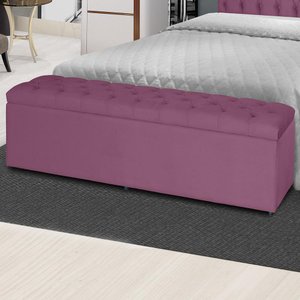 Kit 2 Baús Jade 158Cm Calçadeira Estofada Suede Rosa
