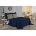 Ver imagem 3 de Jogo de Cama Casal Viúva Nobre 4 Peças Malha 100% Algodão - Azul-marinho / Avelã