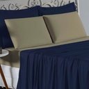 Ver imagem 2 de Jogo de Cama Casal Viúva Nobre 4 Peças Malha 100% Algodão - Azul-marinho / Avelã